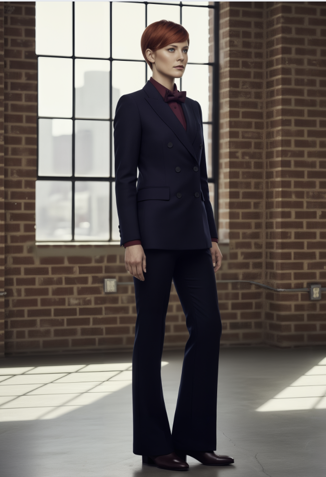 Women's Dark Navy Double Breasted/ Two Piece Suit Pure Wool Super 110'S