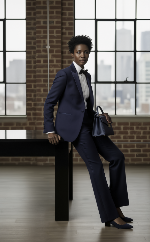 Women's English Pure Wool Navy Evening Suit Super 120's Two Piece Suit