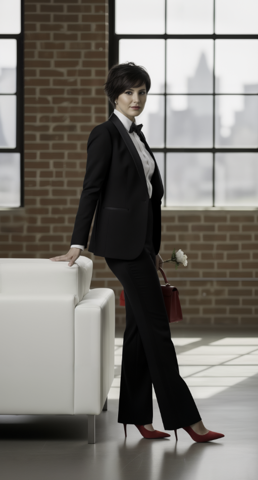 Women's English Pure Wool Black Evening Suit Super 110's Two Piece Suit