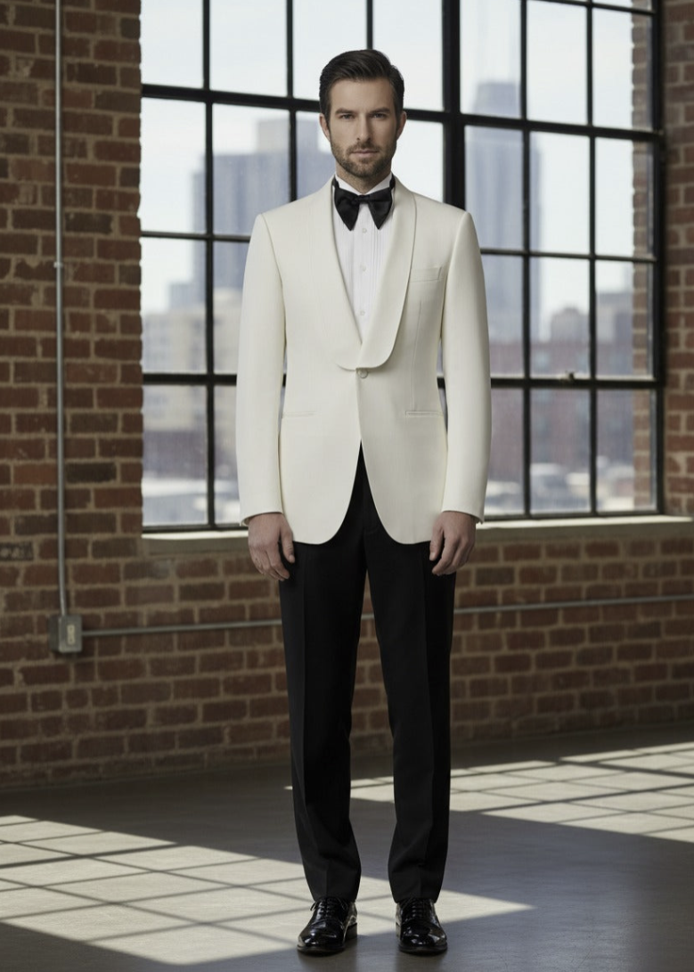 Tuxedo White Textured Jacket / Style Number J39101/200