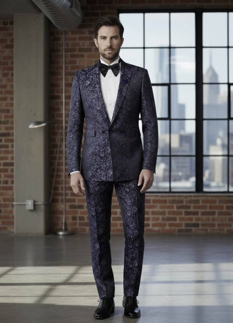 Tuxedo Navy Brocade Jacket/ Style Number J39105/200