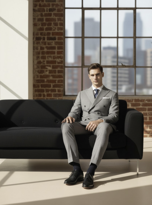 Black/ White Houndstooth Double Breasted / Two Piece Suit Italian Pure Wool Super 110'S