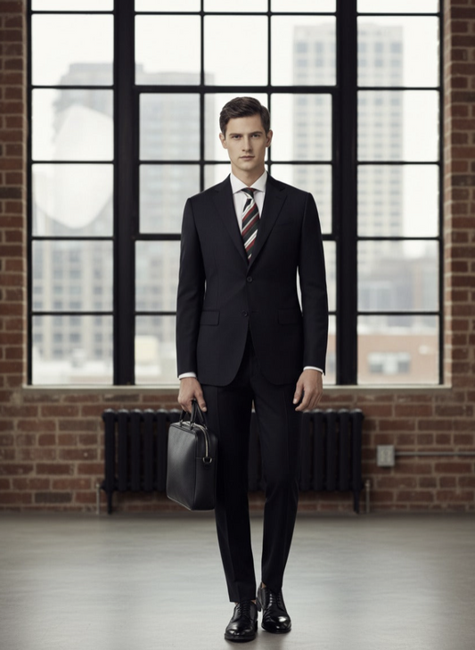 English Pure Wool Black Super 110'S Two Piece Suit