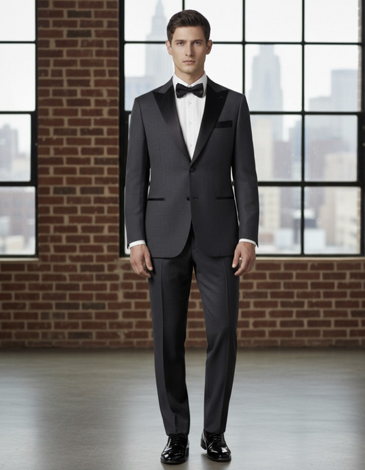 English Pure Wool Charcoal Grey Evening Suit Super 120's Two Piece Suit