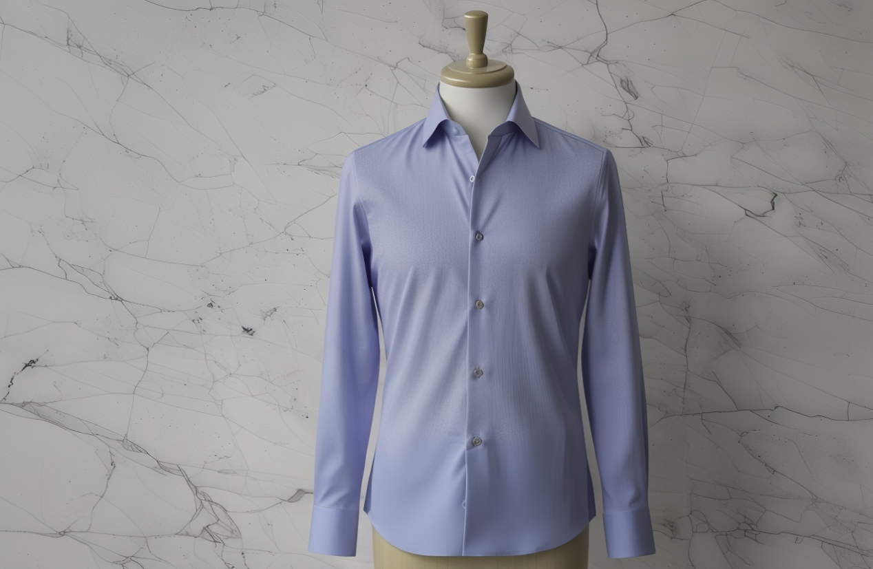 Medium Blue Textured Cotton/Stretch Shirt Style No: AJ107-L04