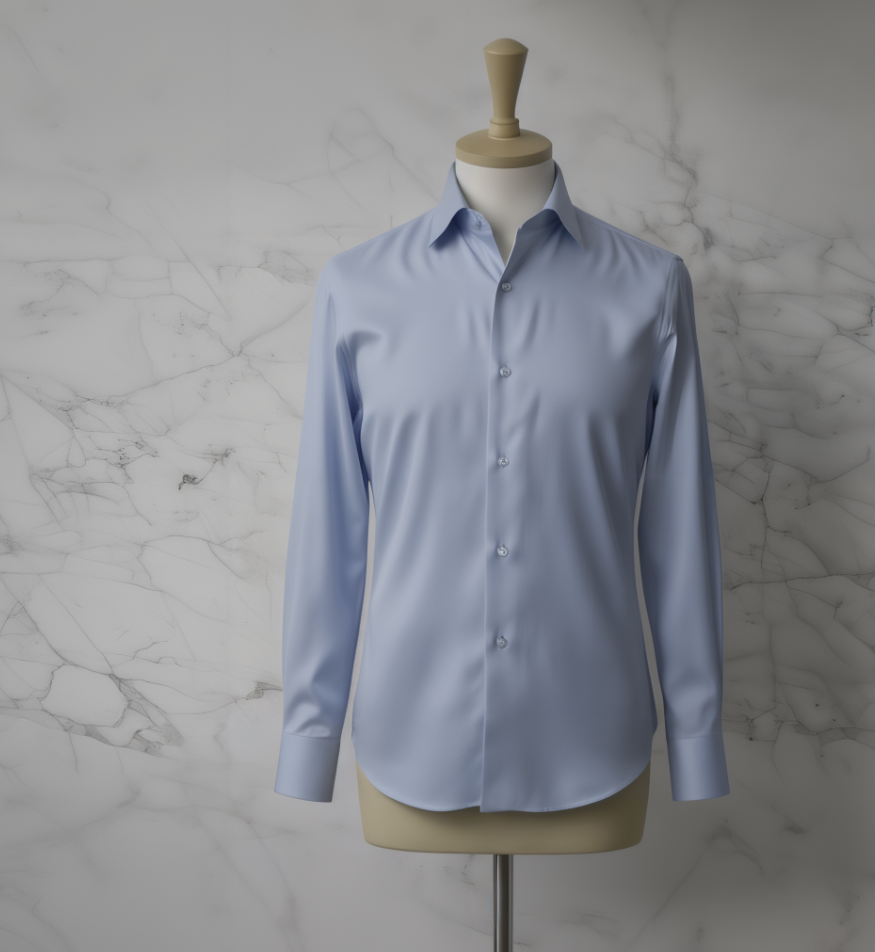 Light Blue Plain Cotton/Stretch Shirt Style No: AS101-L04