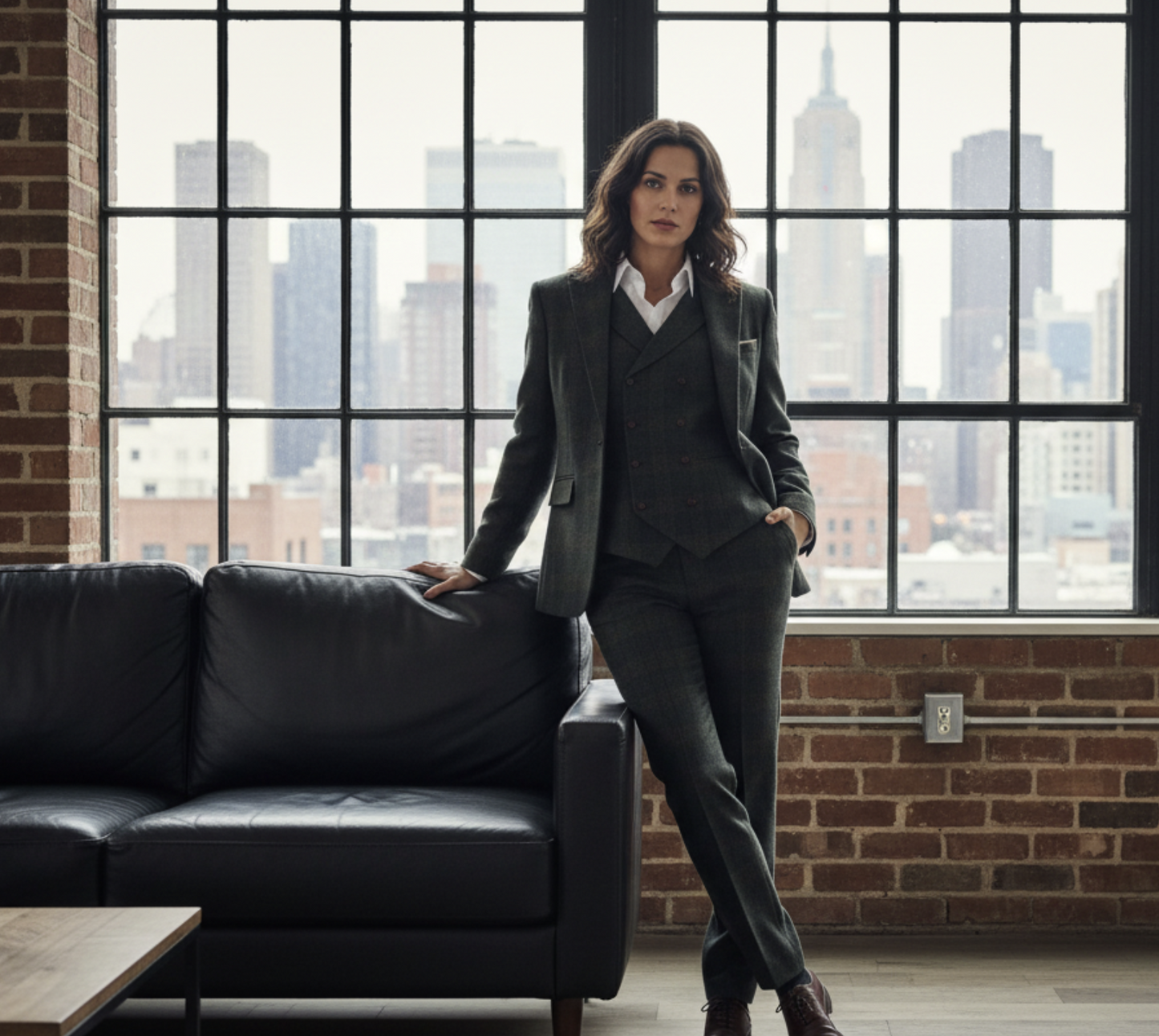 Women's Italian Green/Navy Tweed Three Piece Suit