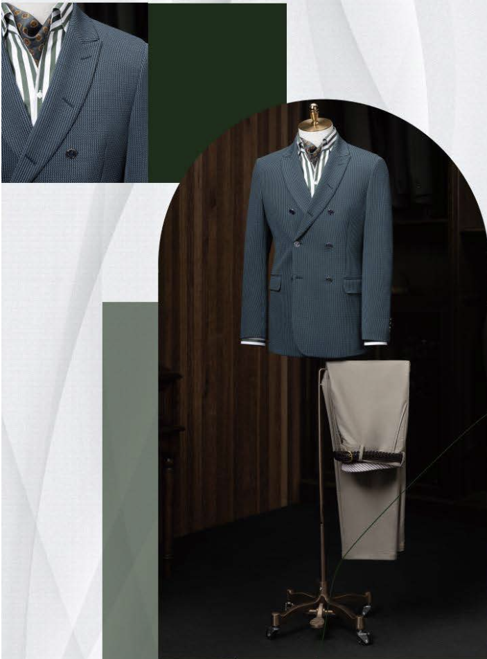 Teal Casual Double Breasted Jacket  / Plus Stone Trousers