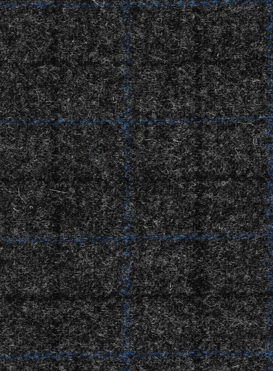 Harris Tweed fabric in a grey & blue check