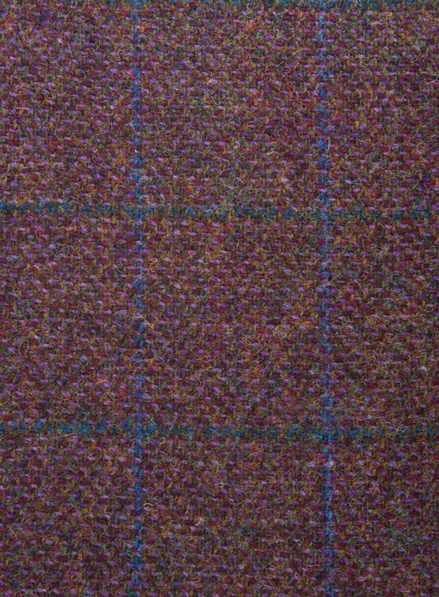 Tweed purple & green herringbone with an overcheck