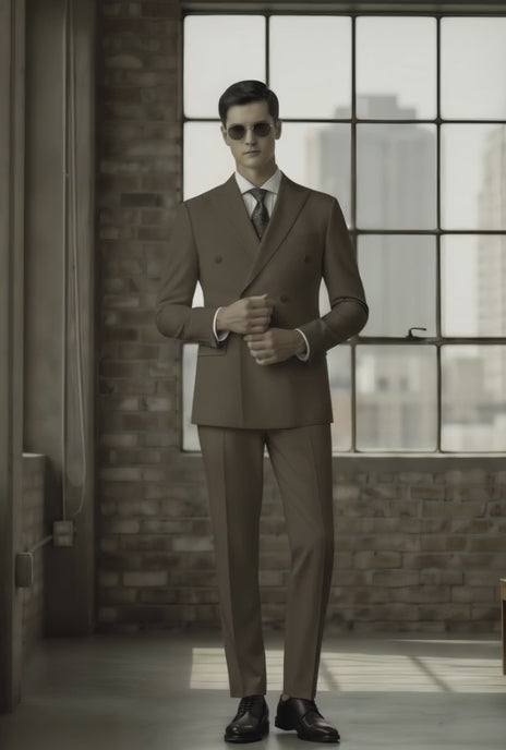 Light Brown Double Breasted / Two Piece Suit