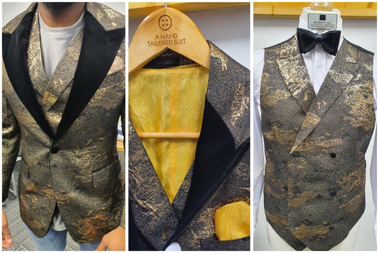 Custom Gold for Gaspar's Chic French Wedding Reception - A Hand Tailored Suit 