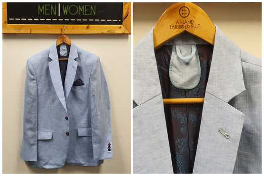 One New Linen Blue Jacket, All Fitted Online! - A Hand Tailored Suit 