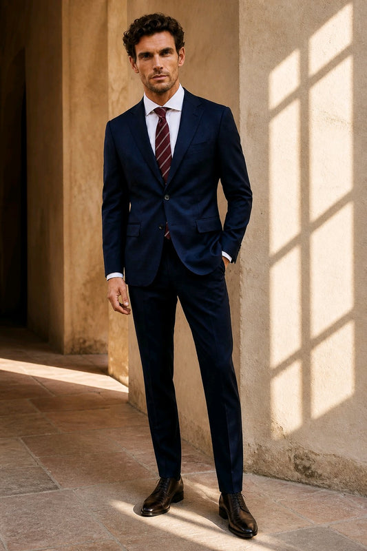 Classic 2pc English Wool Dark Navy Italian Pure Wool