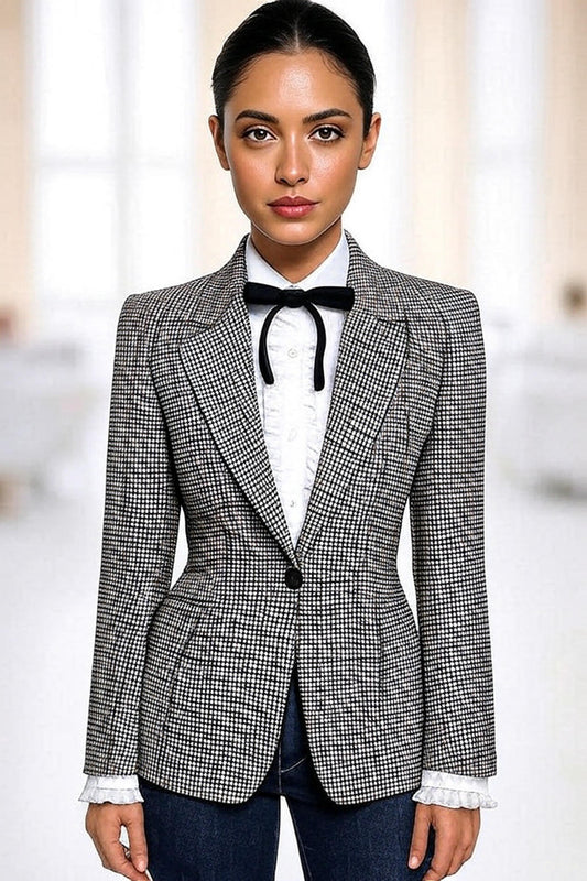 Black-White Hounds Tooth Women's Jacket  / Style No DBT6721