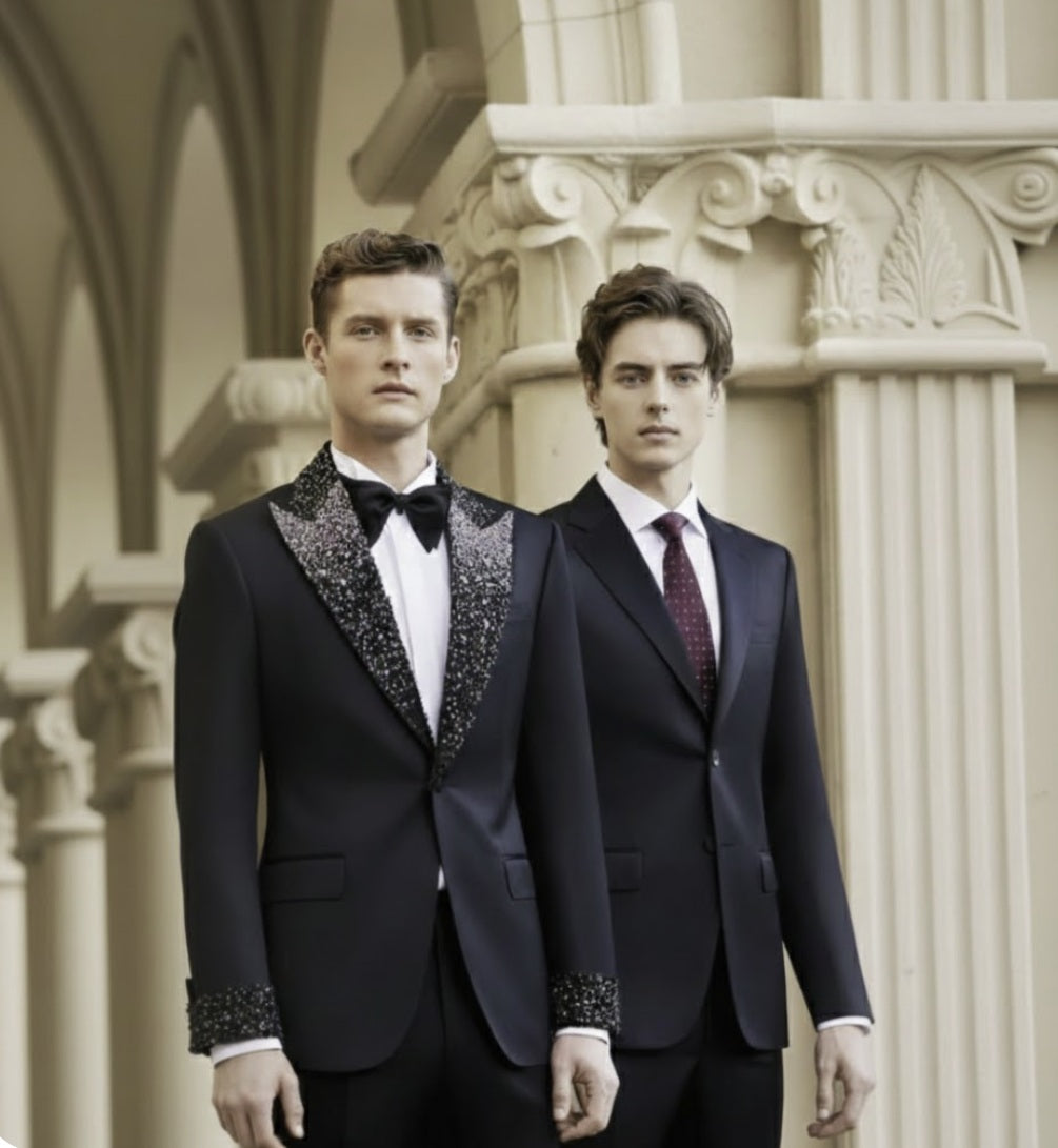 2pc Black Tuxedo Single Breasted / Two Piece Suit Italian Style No A52024006