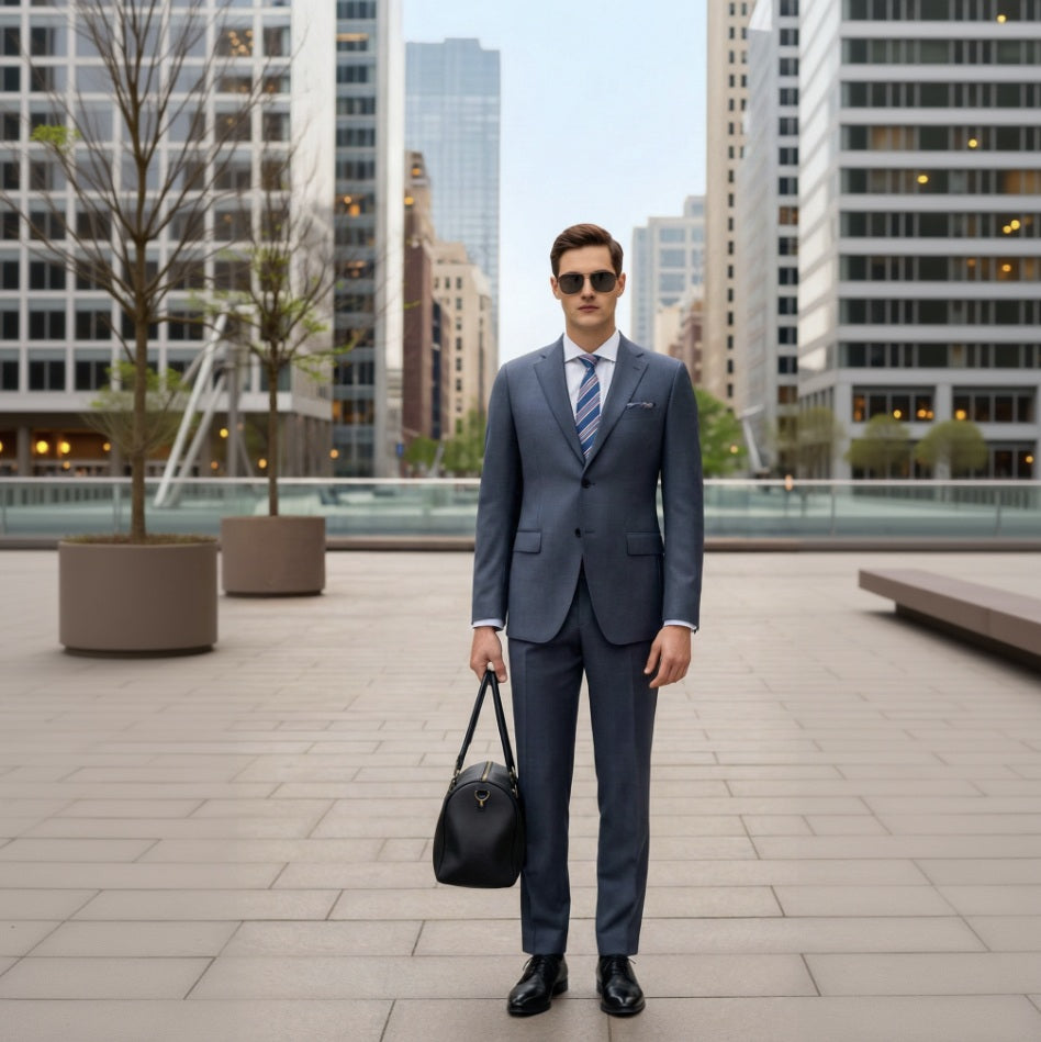 English Pure Wool Medium Grey Super 110'S Two Piece Suit