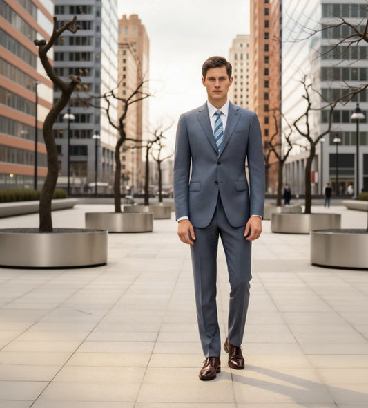 English Wool Medium Grey Super 120'S Two Piece Suit