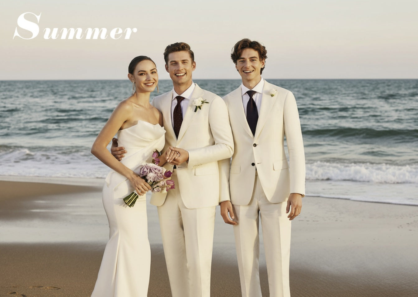 2pc Ivory Linen Single Breasted Two Piece Italian Suit /  Style No A52024063