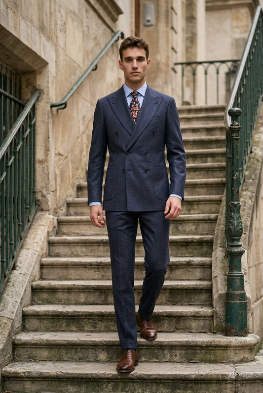 2pc Navy Double Breasted Jacket / Plus Navy Matching Trousers