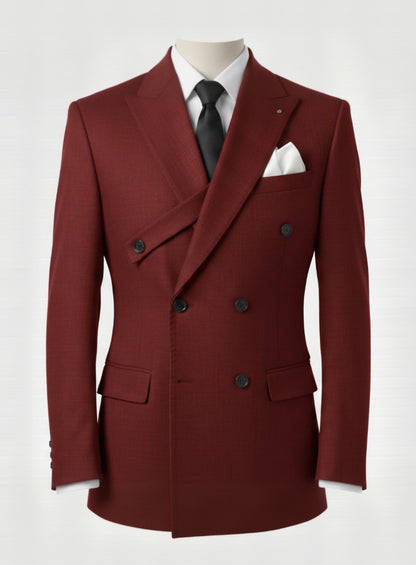 2pc Red Double Breasted Tuxedo Jacket and Black Formal Trousers / Italian Pure Wool Super