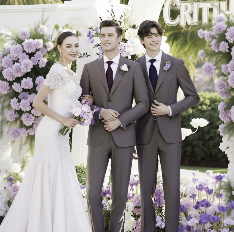 2pc Tan Brown Single Breasted Two Piece Italian Suit /  Merino Wool Style No B52024039