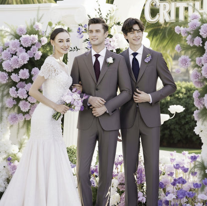 2pc Tan Brown Single Breasted Two Piece Italian Suit /  Merino Wool Style No B52024039