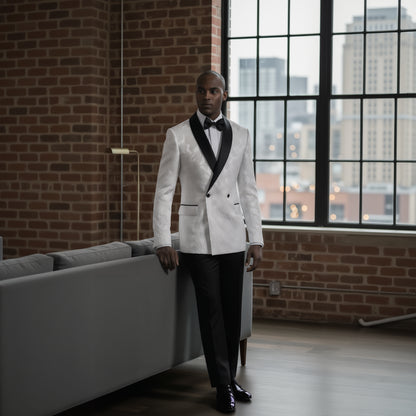 Tuxedo White/ Black Brocade Jacket / Style Number J39151/200