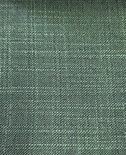 A close-up of a woven fabric texture in a muted sage green color with a subtle plaid pattern.