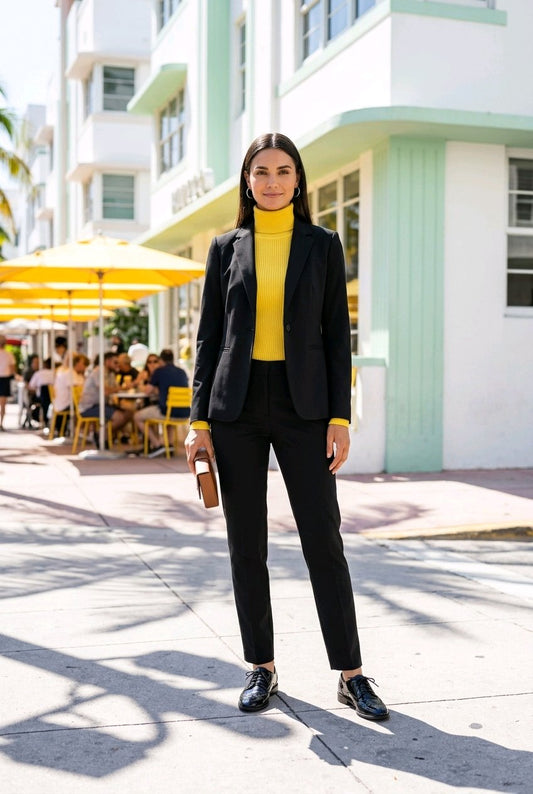 Ladies Black Cord Casual Jacket  / Black Cord Trousers Style No DJJ109