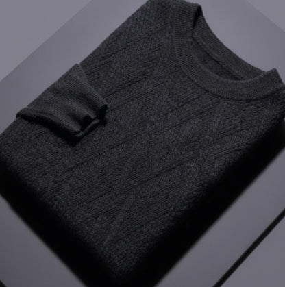 Black Crew Neck 100% Cashmere Cable Knit