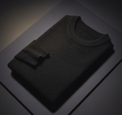Black Crew Neck 10% Cashmere 90% Wool Plain Jumper