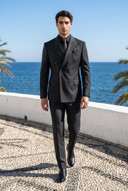 Black Double Breasted Tuxedo Jacket and Black Formal Trousers 