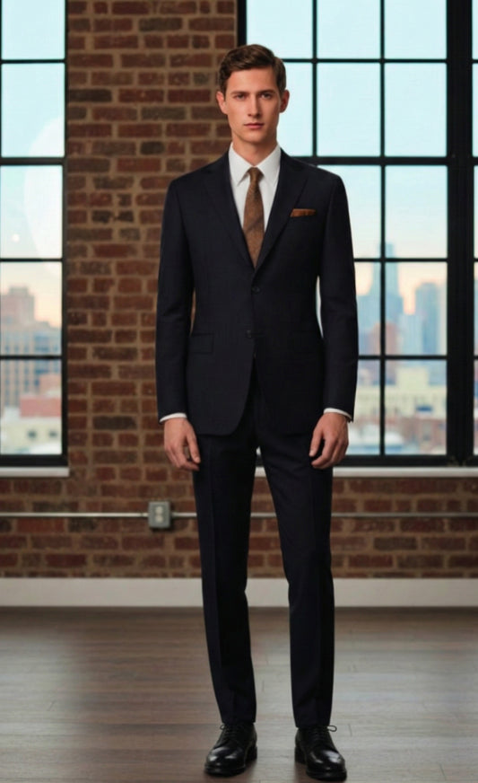 Black Single Breasted / Two Piece Suit Italian Pure Wool Super 120'S