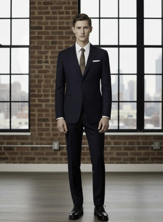 Black Single Breasted / Two Piece Suit Italian Pure Wool Super 120'S