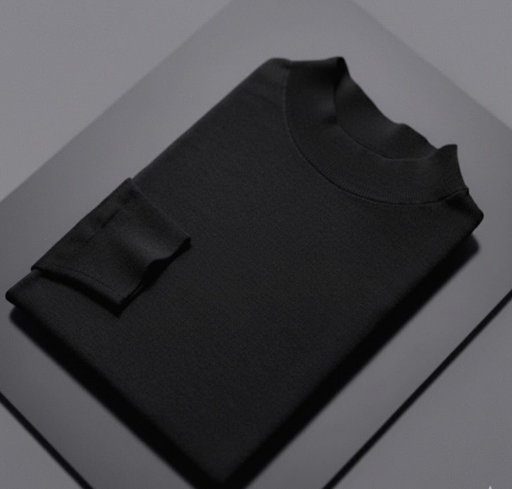 Black Turtle Neck 10% Cashmere 90% Wool/ Plain Knit Jumper