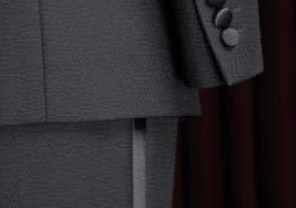 Black Wool Twill / Blend Three Piece Ladies Evening Suit 