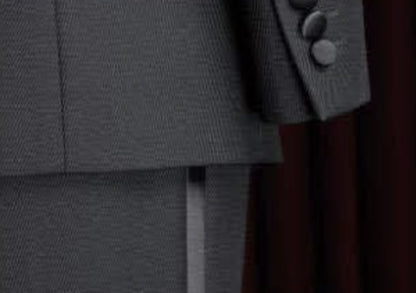 Black Wool Twill / Blend Three Piece Ladies Evening Suit 