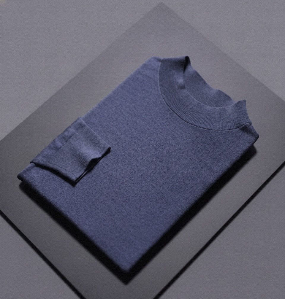 Blue Turtle Neck 10% Cashmere 90% Wool/ Plain jumper