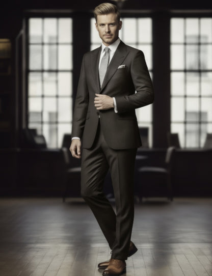 Brown Check Single Breasted Jacket / Plus Brown Check Matching Trousers