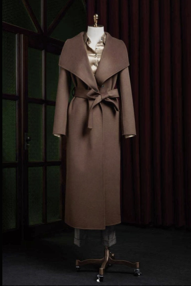 Dark Brown Wool-Cashmere Double Breasted /Ladies Evening Coat  / Style No DBU9034