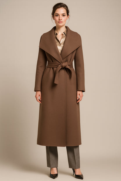 Dark Brown Wool-Cashmere Double Breasted /Women's Evening Coat  / Style No DBU9034