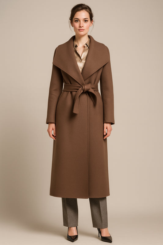 Dark Brown Wool-Cashmere Double Breasted /Women's Evening Coat  / Style No DBU9034