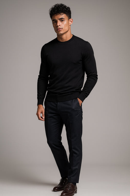 Black Turtle Neck 10% Cashmere 90% Wool/ Plain Knit