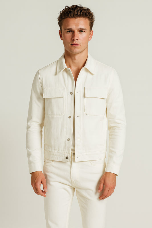 White Wool Casual Jacket  / White Wool Trousers Style No DBT6770