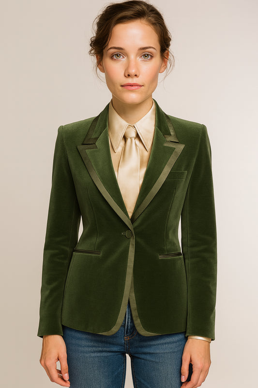 Green Velvet Two Piece Women's Suit  / Style No DJJ0027