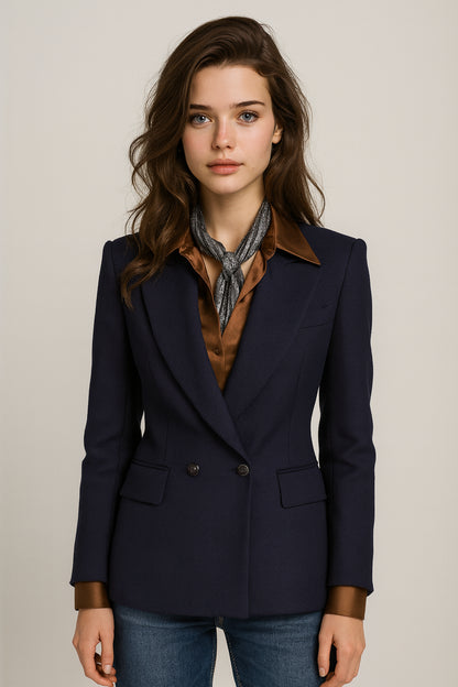 French Blue Wool/ Blend Two Piece Women's Double Breasted Suit / Style No DBT6741