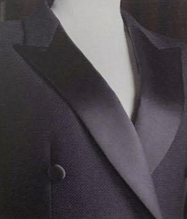 Close-up of a dark gray blazer on a mannequin