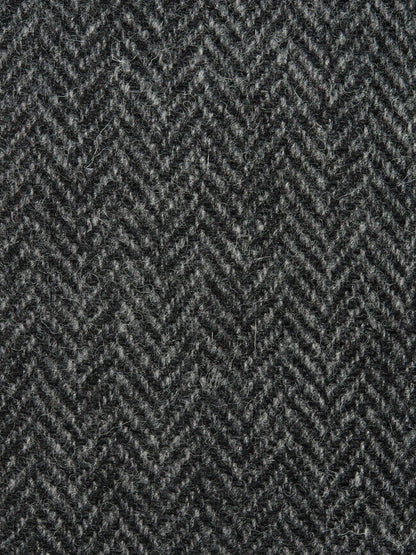 Close-up of a gray herringbone patterned fabric