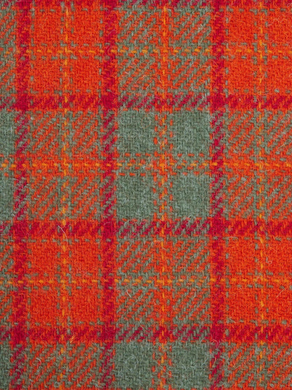 Close-up of a red and green plaid fabric pattern